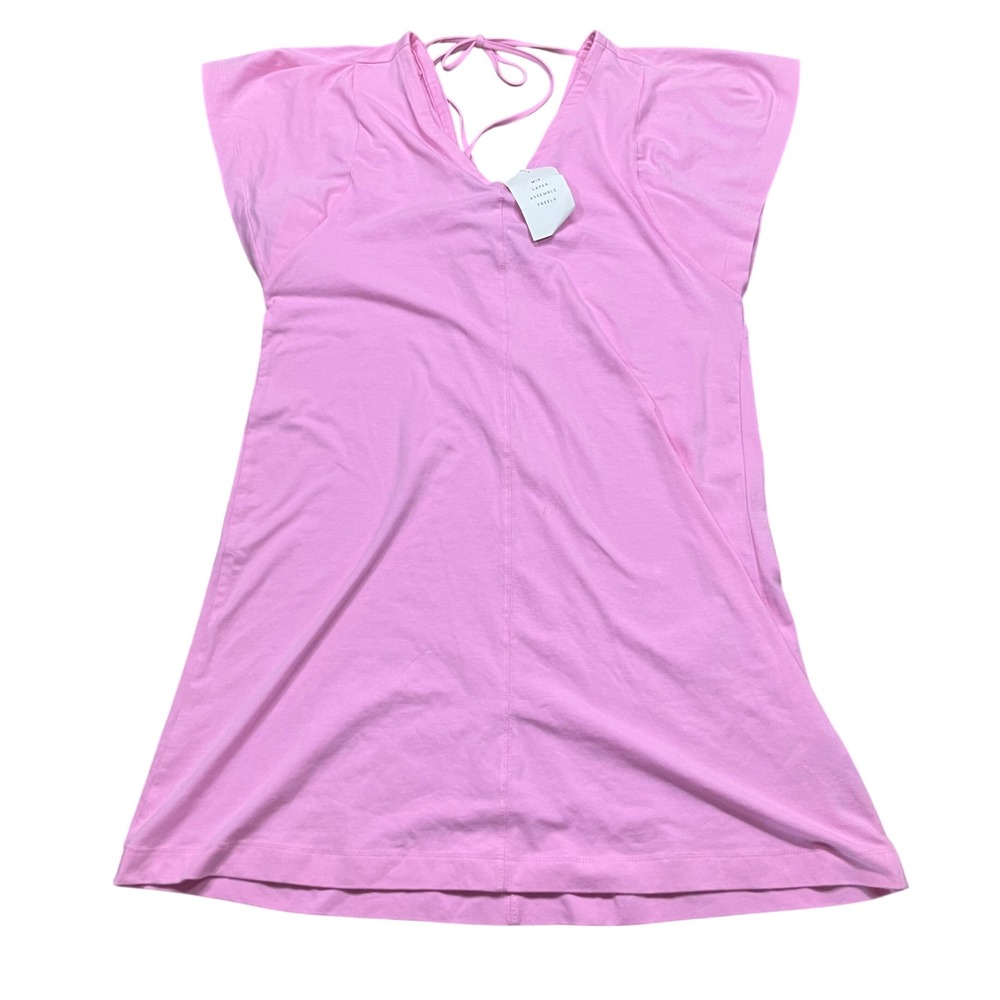 NEW‎ Free Assembly Womens Pink V-Neck Tie Back Mini Dress Cap Sleeve Small
